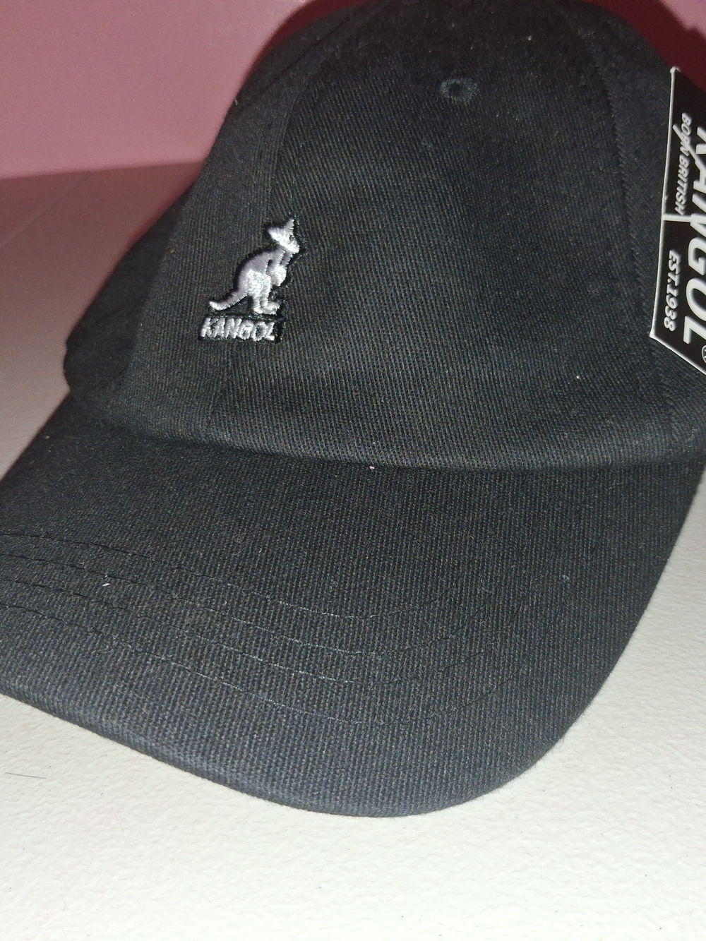 Kangol Black Baseball Cap with Kangaroo Logo